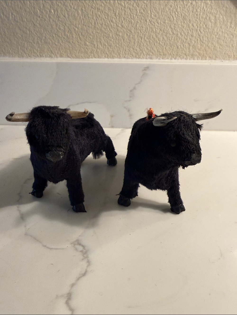 Vintage Handcrafted Black Decorative Bull Figurines Set of 2